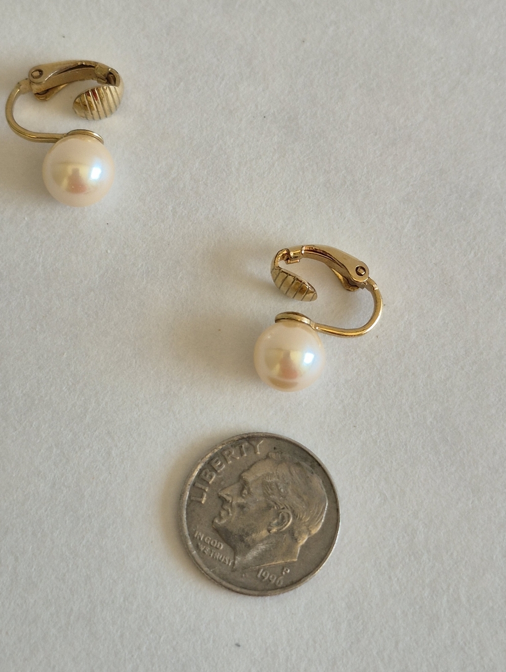 Classic Pearl Clip-On Earrings - Gold Tone - Picture 3 of 5